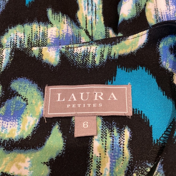 Laura Petites Women’s Sz 6 Multicolor Aztec Sheath Dress Zipper Back Sleeveless - Picture 4 of 5